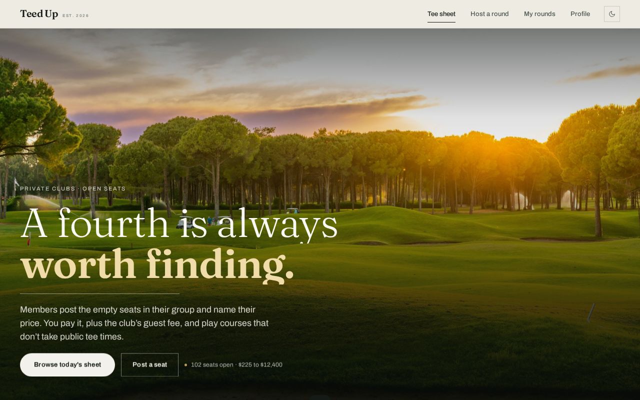 Preview of Teed Up - private-club tee sheet demo