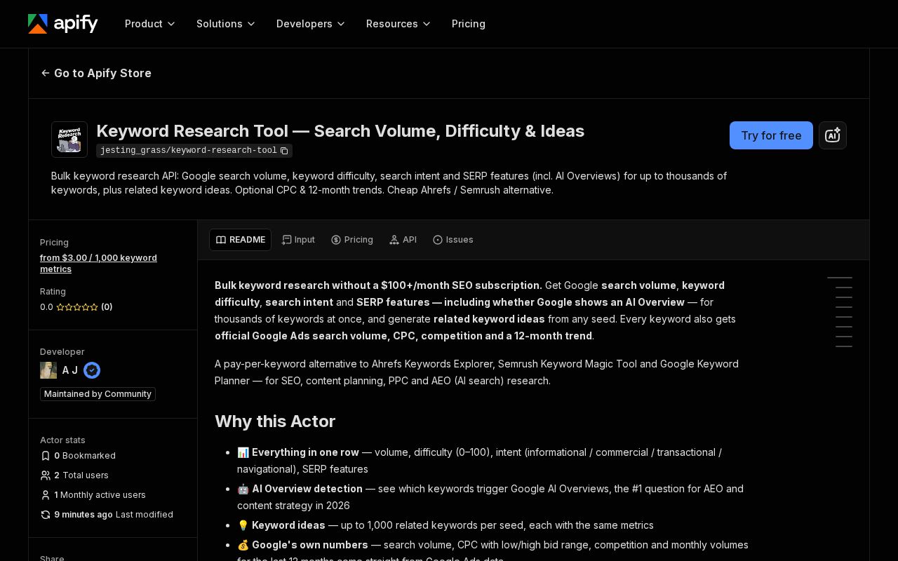 Preview of Keyword Research Api