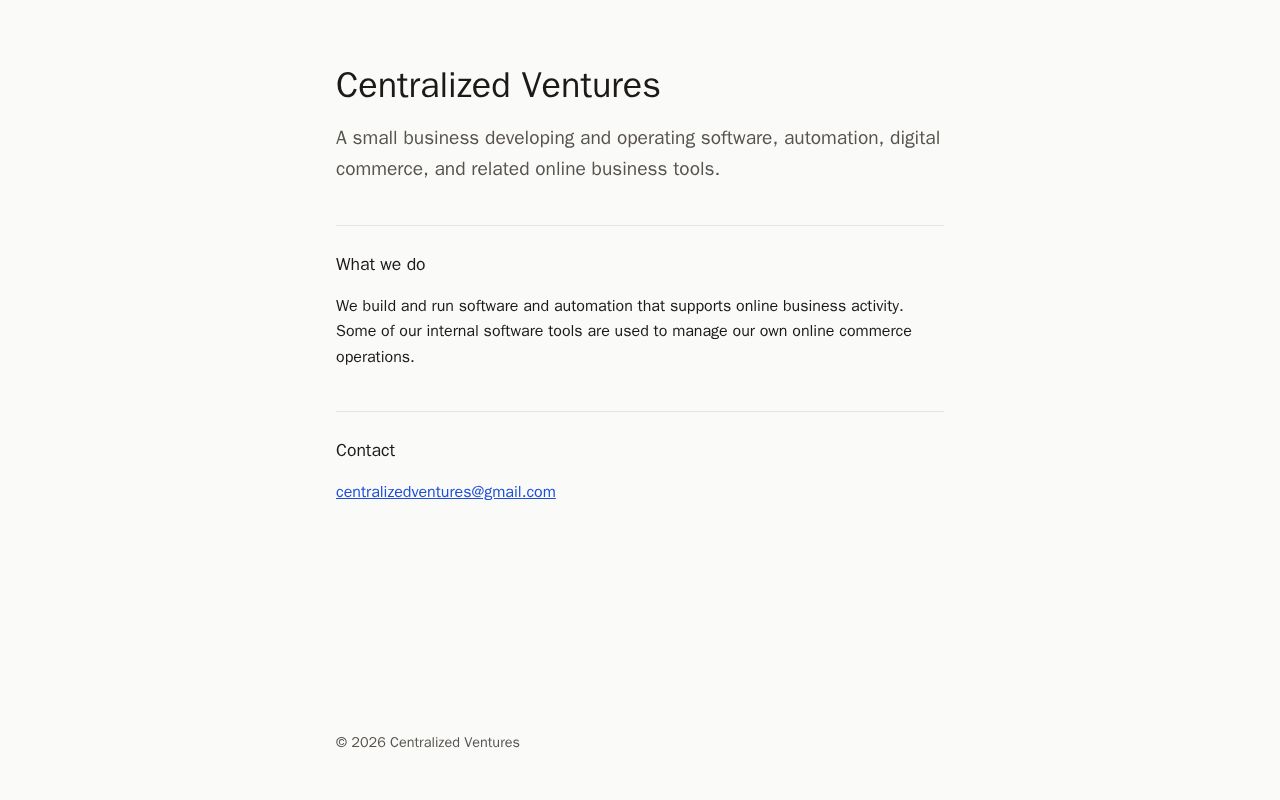 Preview of Centralized Ventures Site