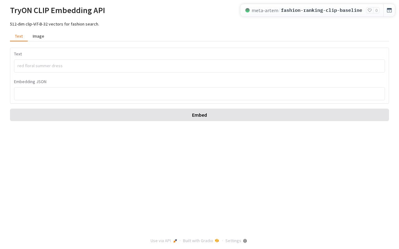 Preview of TryON CLIP API