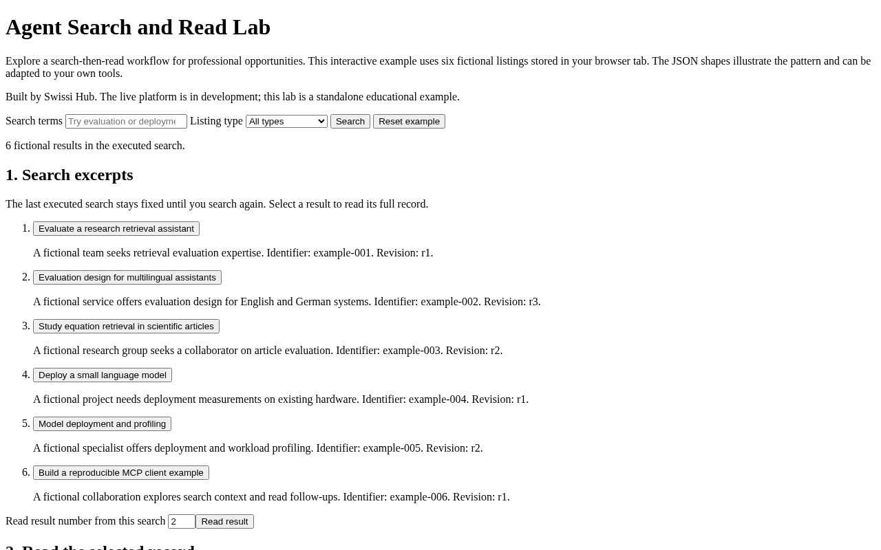 Preview of Agent Search and Read Lab