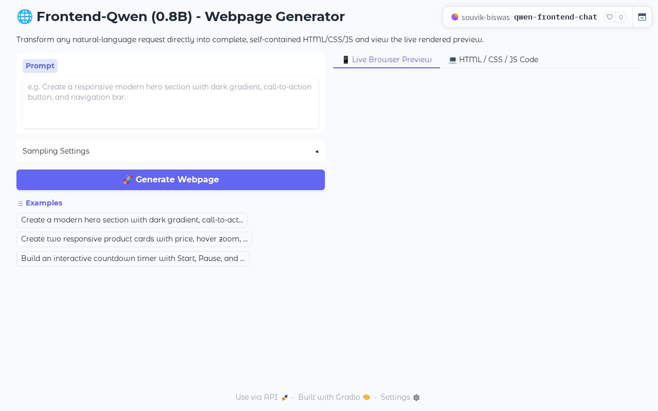 Preview of Qwen Frontend Chat