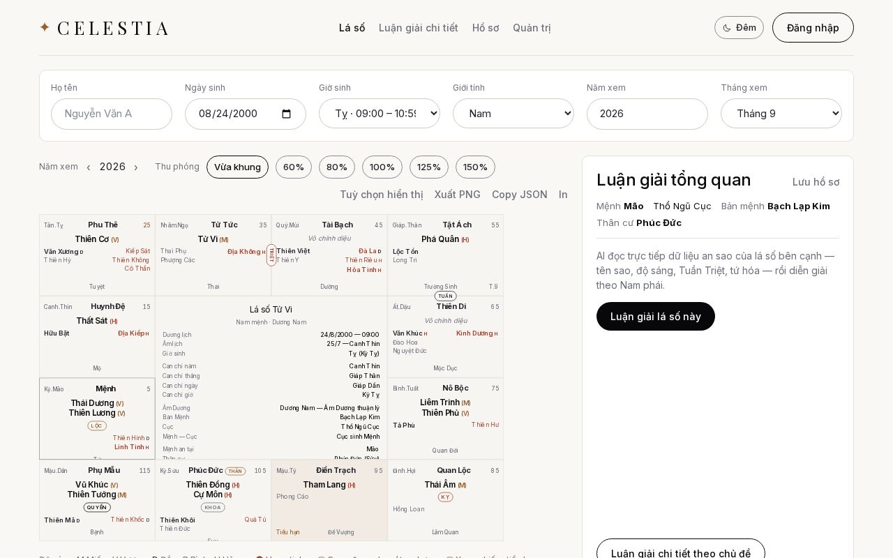 Preview of WebApp Tử vi