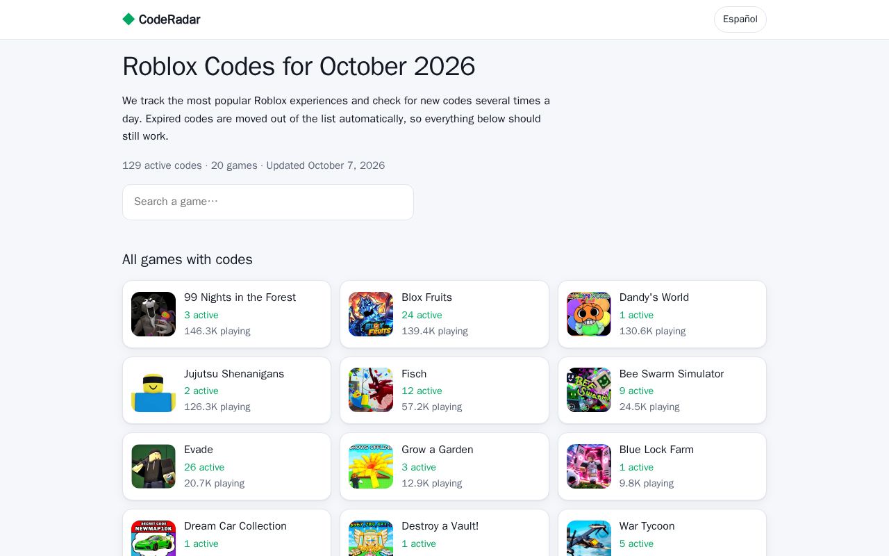 Preview of Roblox Codes