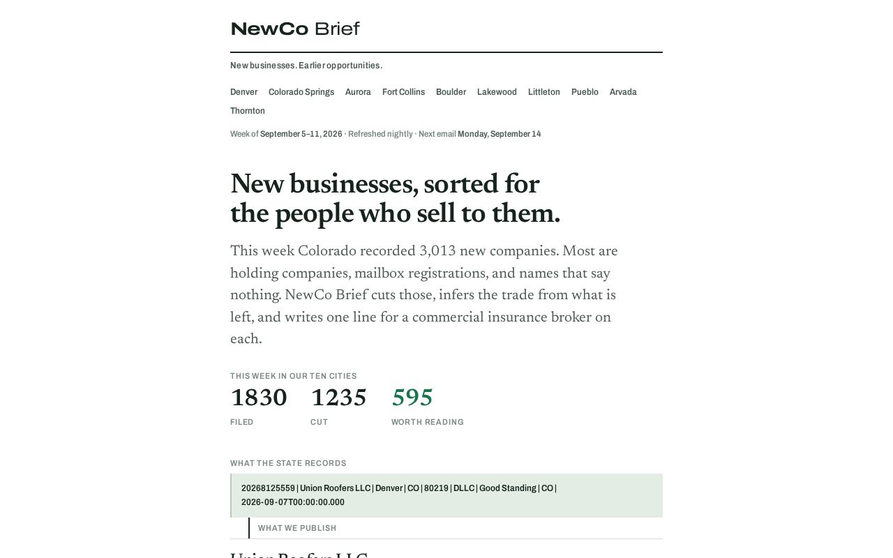 Preview of New businesses. Earlier opportunities.