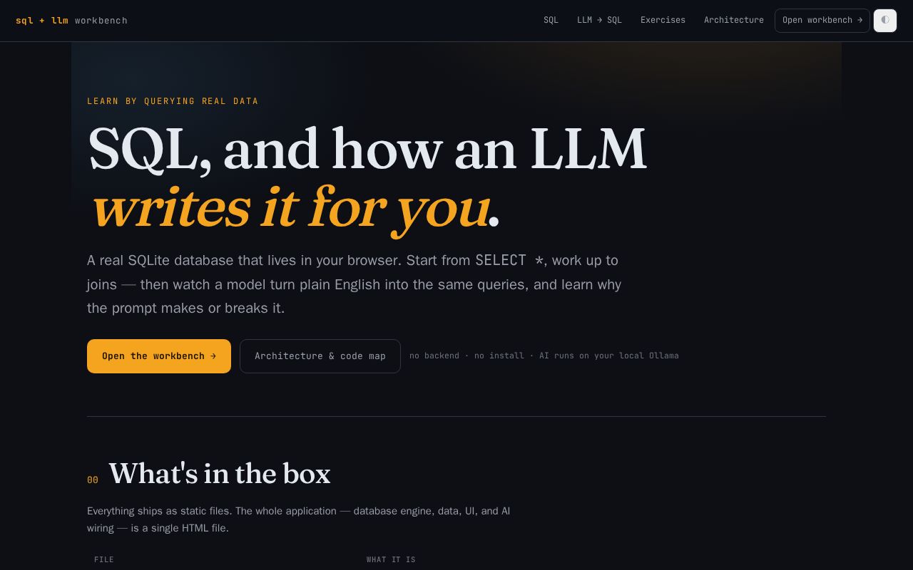 Preview of Sql Llm Workbench