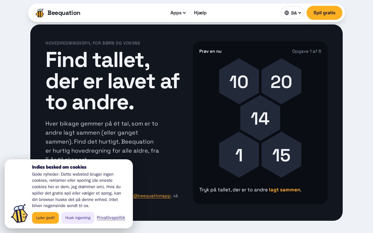 Preview of Beequation: hovedregningsspil for børn og voksne
