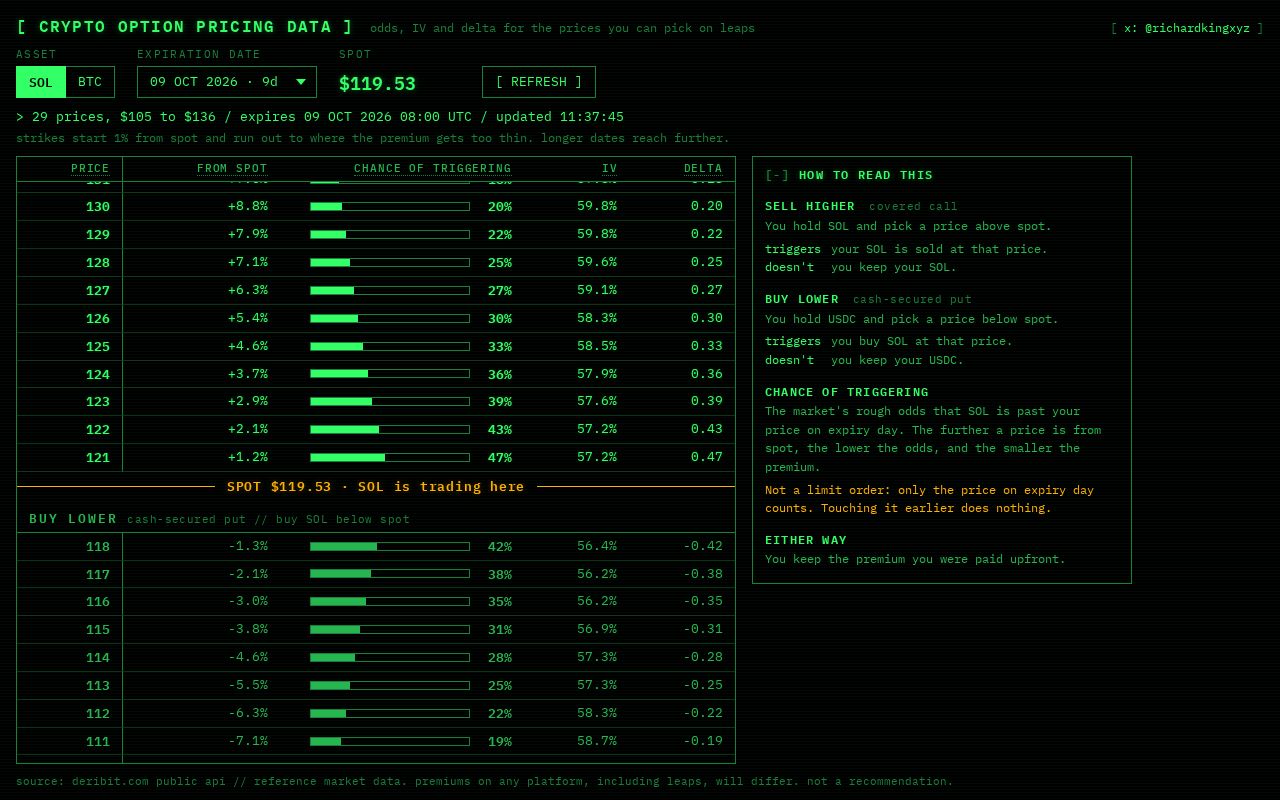 Preview of crypto option data