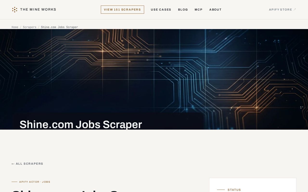 Preview of Shine Jobs Scraper