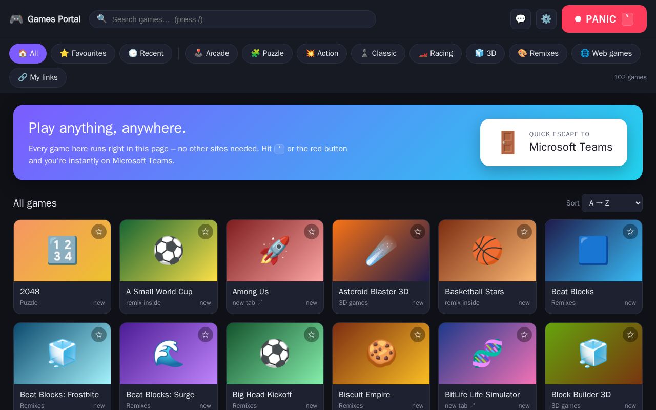 Preview of 33 browser games in one page