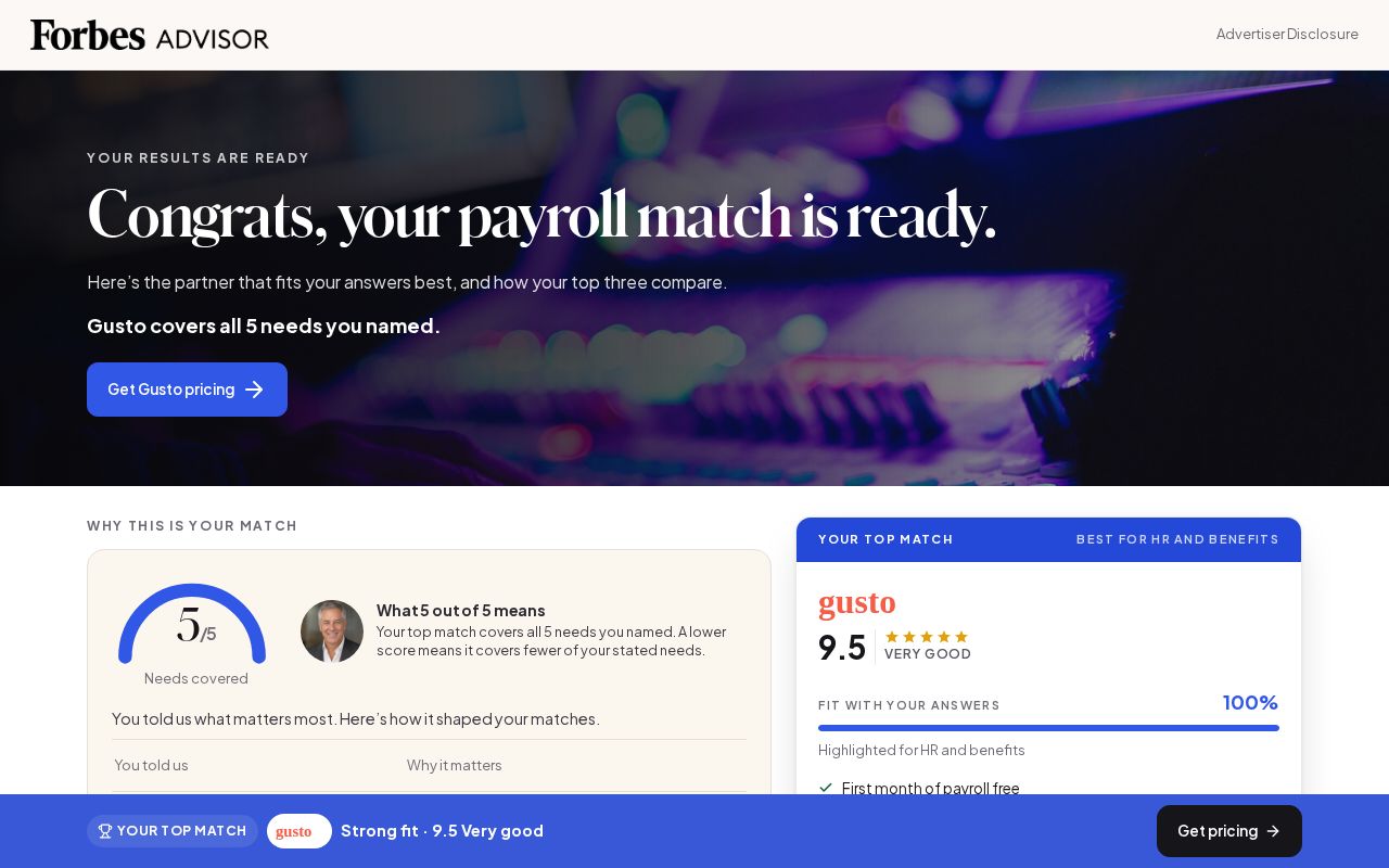 Preview of Payroll Result