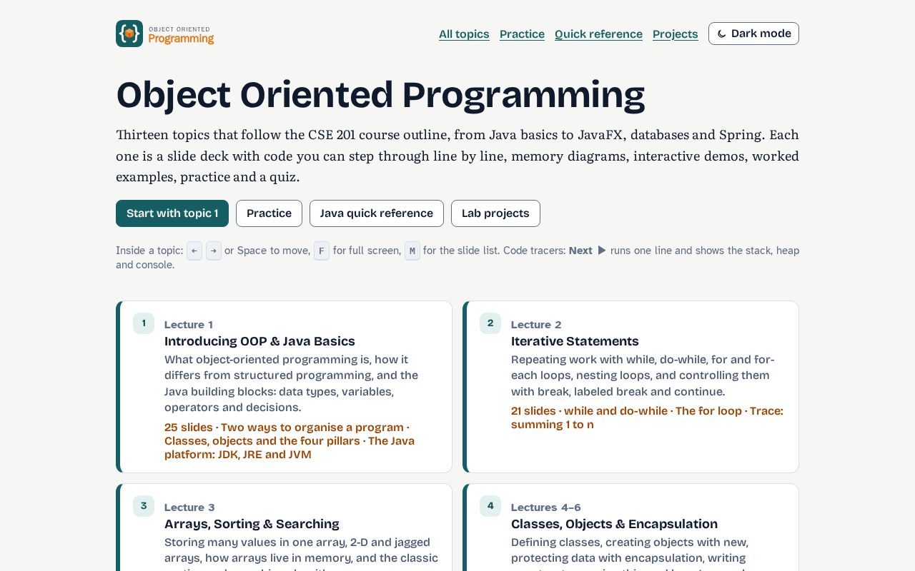 Preview of CSE 201 Object Oriented Programming