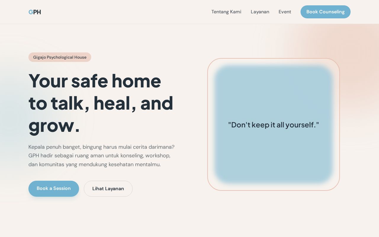 Preview of Gigajo Psychological House website for the landing page