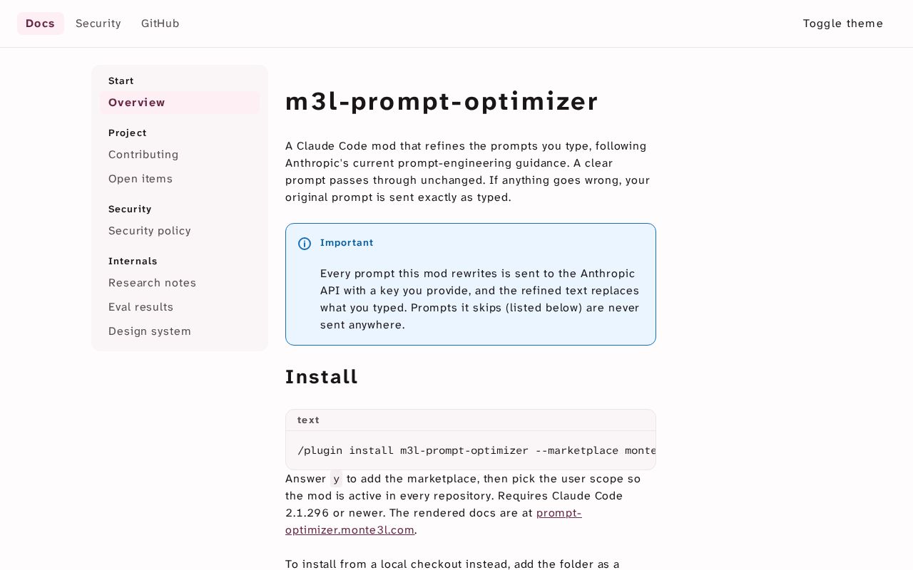 Preview of M3l Prompt Optimizer