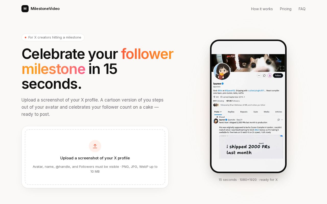Preview of Social Milestone Video Generator