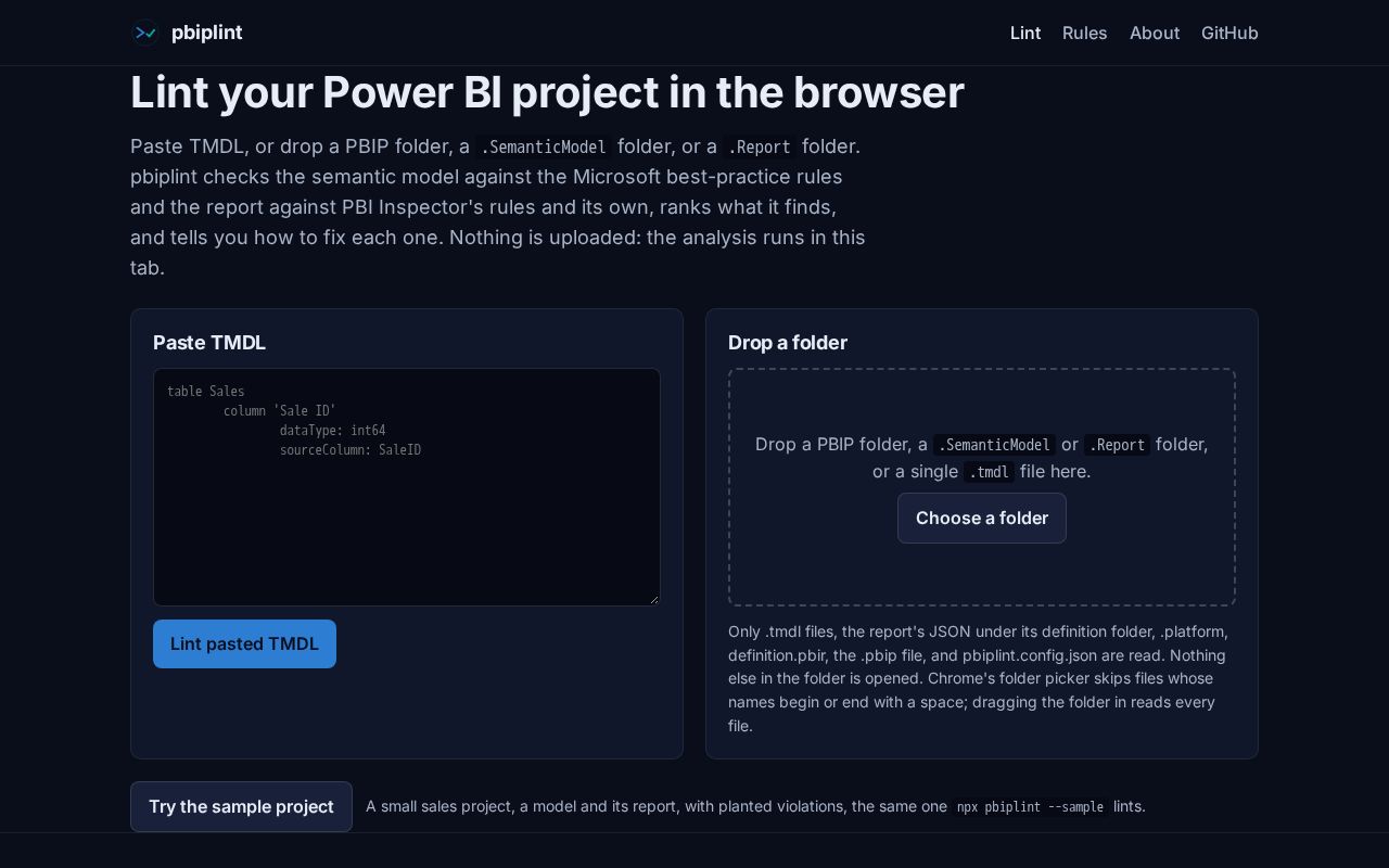 Preview of pbiplint: best-practice linter for Power BI projects