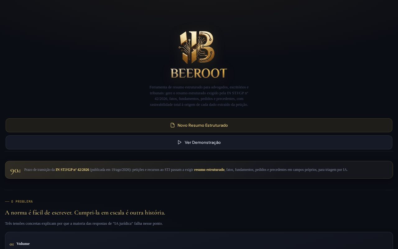 Preview of X1 BeeROOT — Resumo Estruturado Jurídico