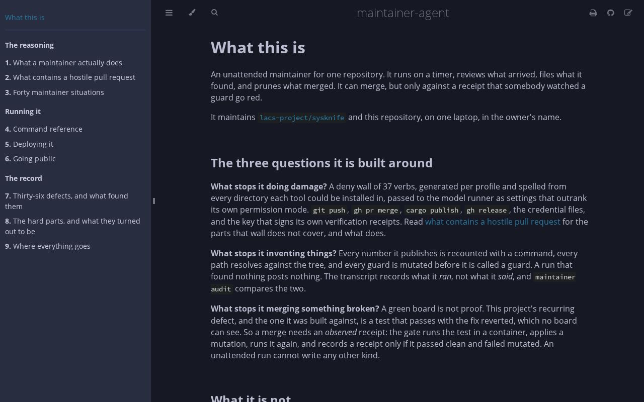 Preview of Maintainer Agent
