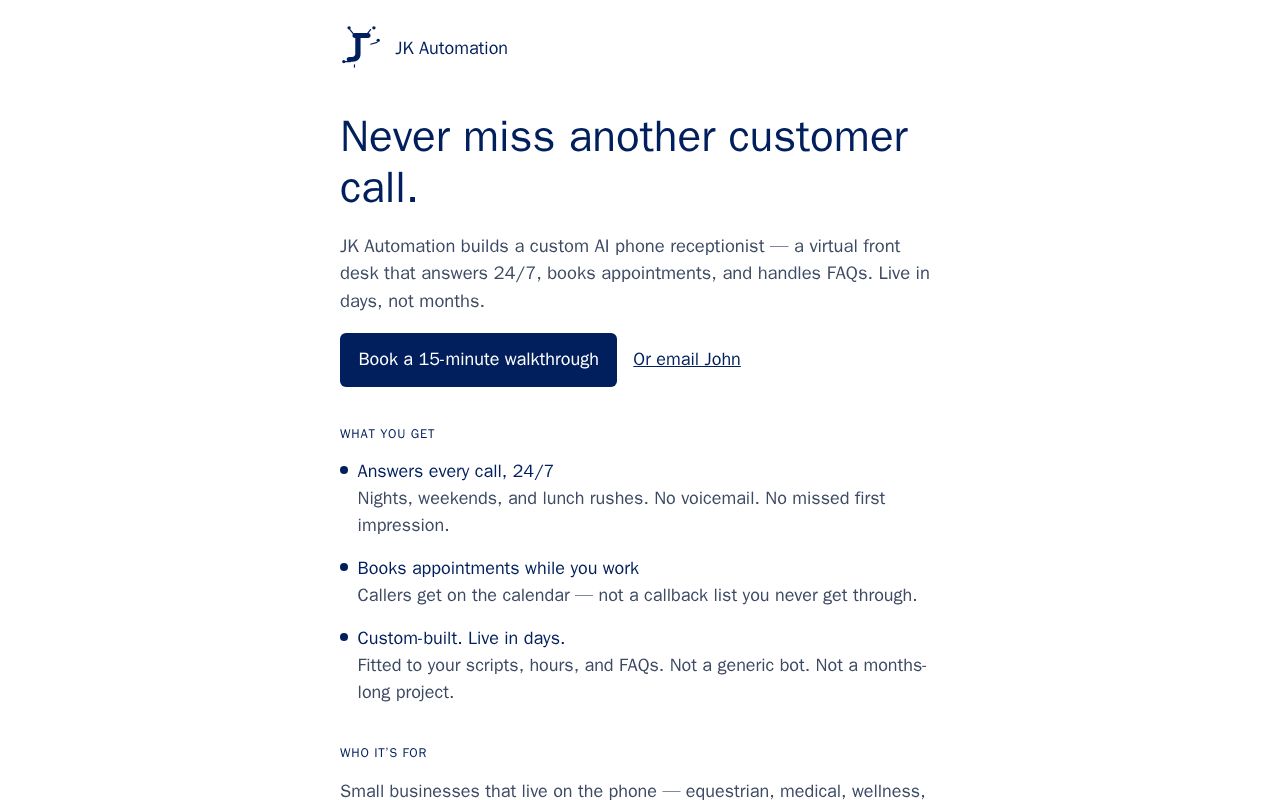 Preview of JKAutomation landing page