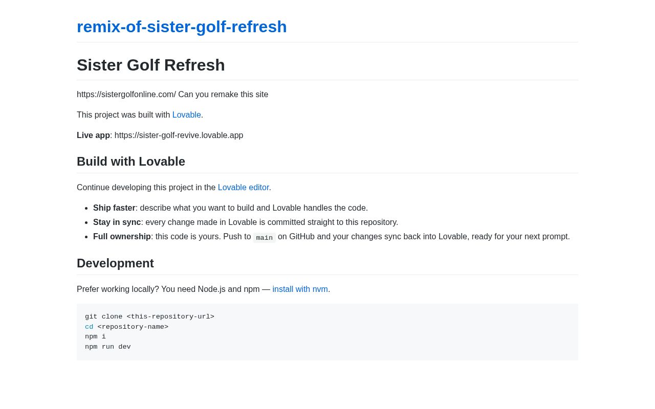 Preview of Remix Of Sister Golf Refresh