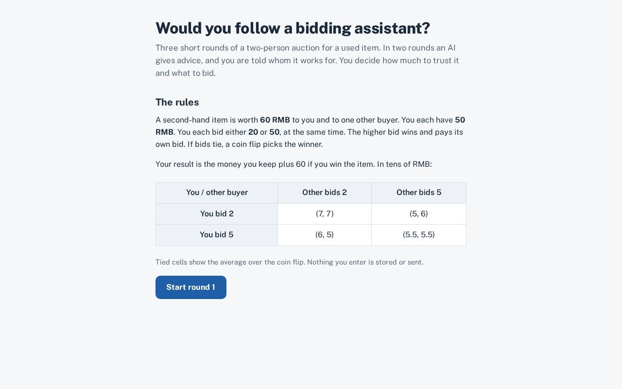 Preview of AI Advice and First-Price Bidding