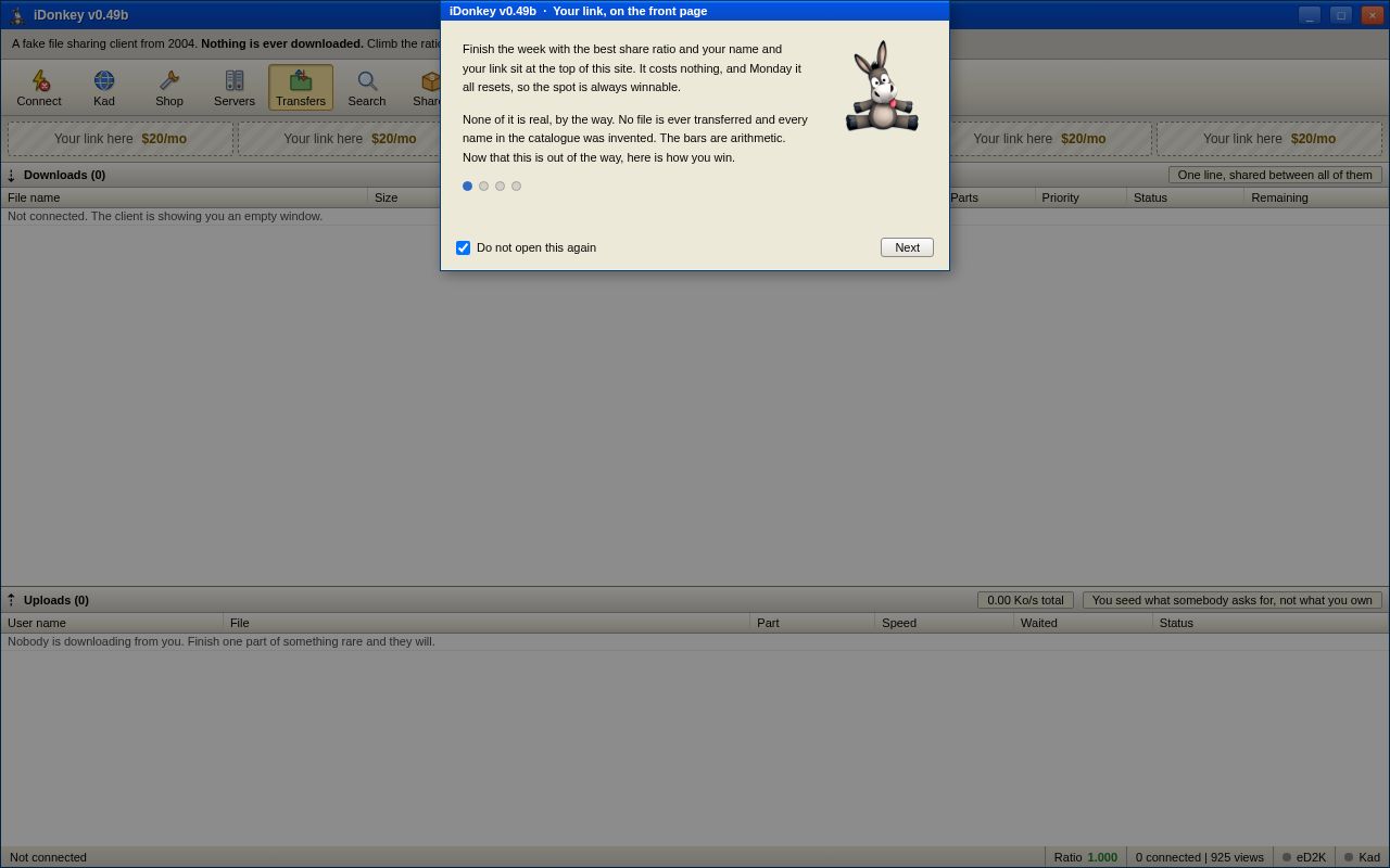 Preview of iDonkey v0.49b. Seed fake files, rank real links.