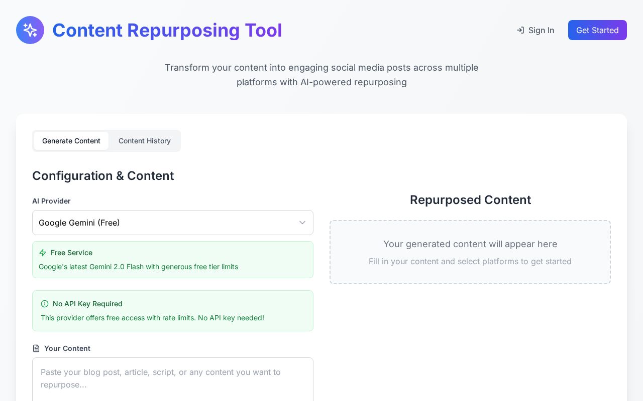 Preview of RePostify: Content Repurposer Tool