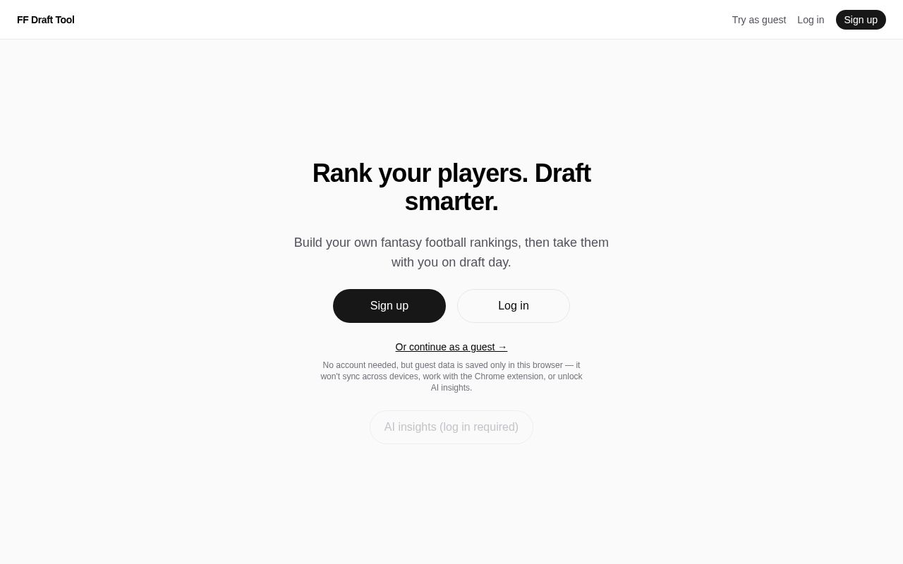 Preview of Ff Draft Tool