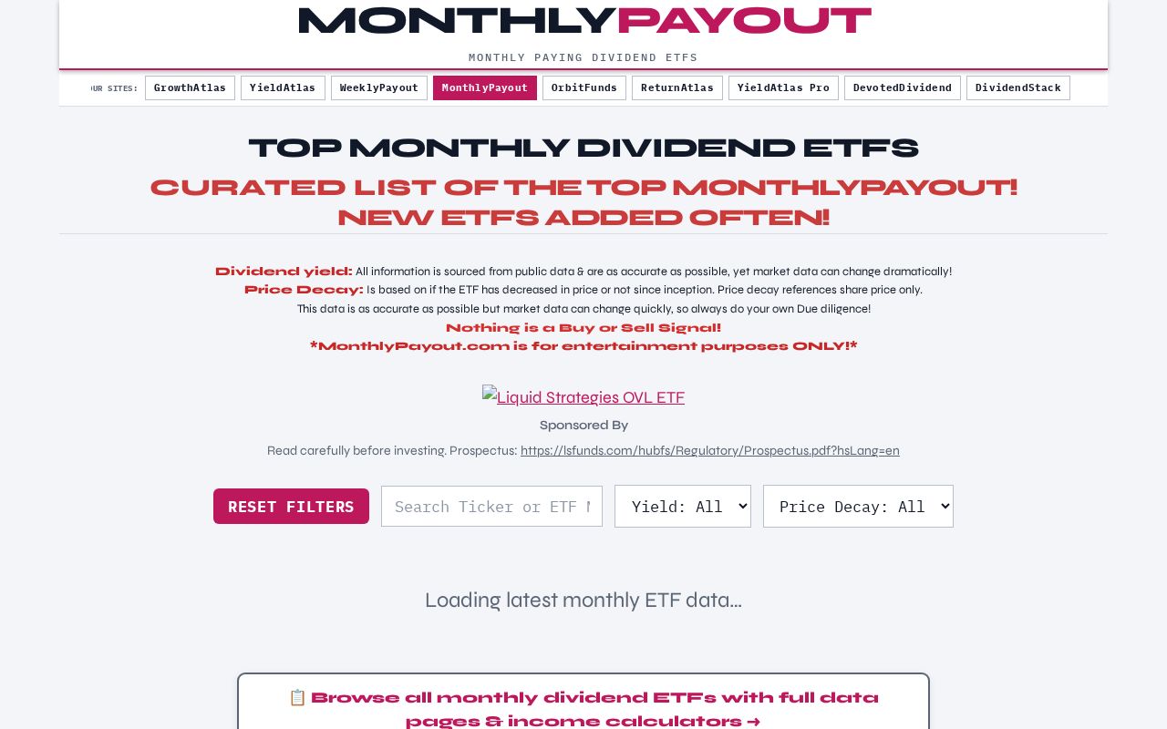Preview of MonthlyPayout — static GitHub Pages monthly ETF site