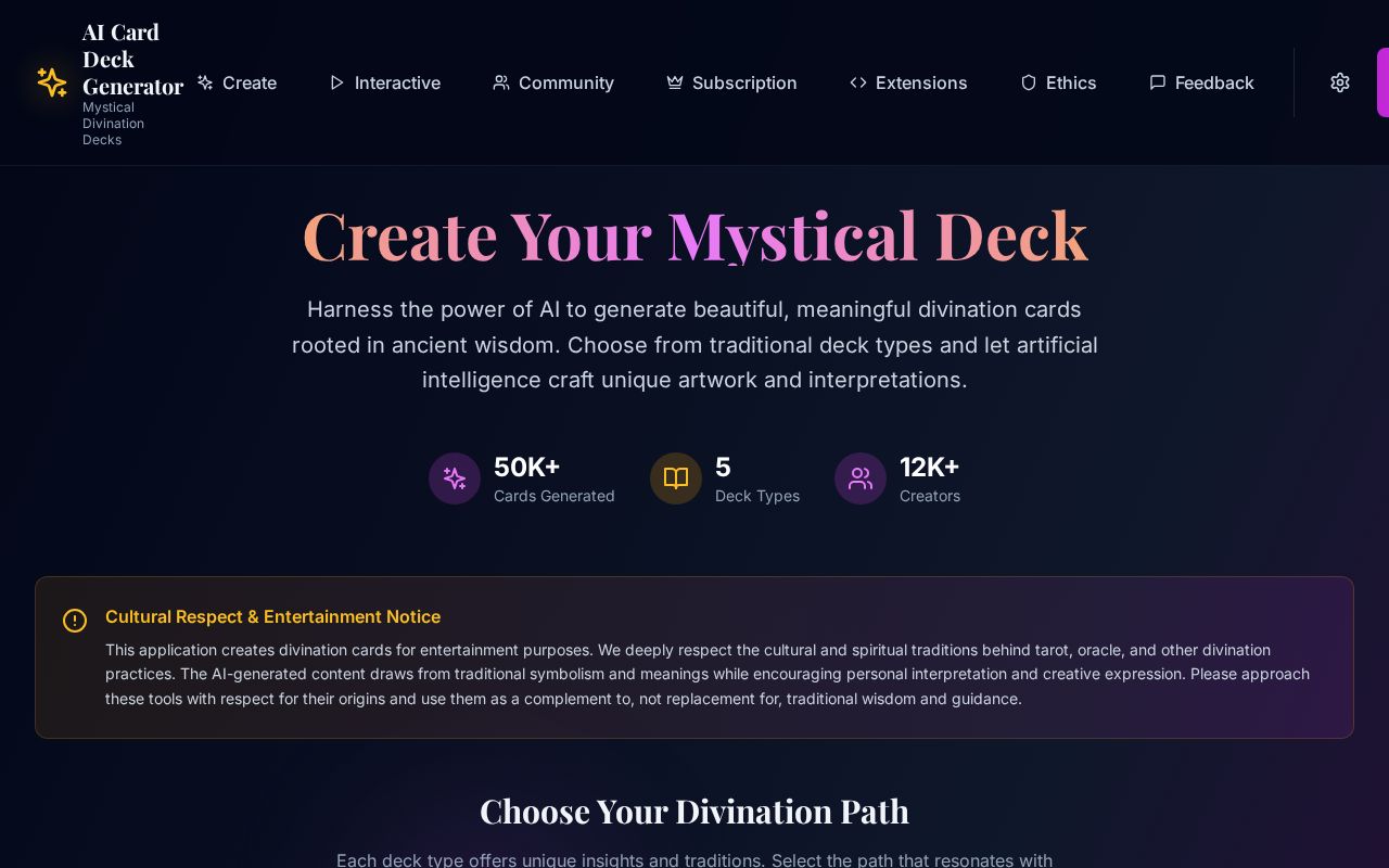 Preview of AI Card deck generator