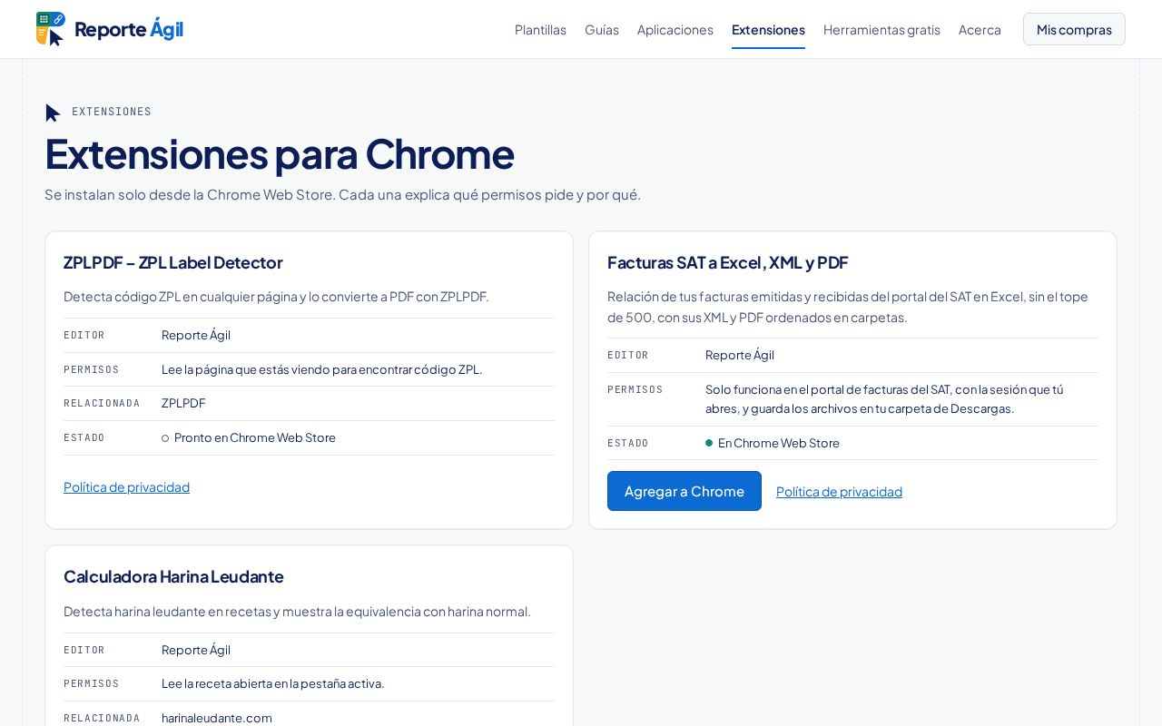 Preview of Extension Facturas Sat