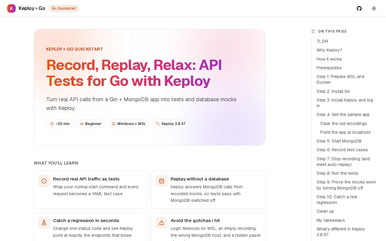 Preview of Keploy Go Quickstart