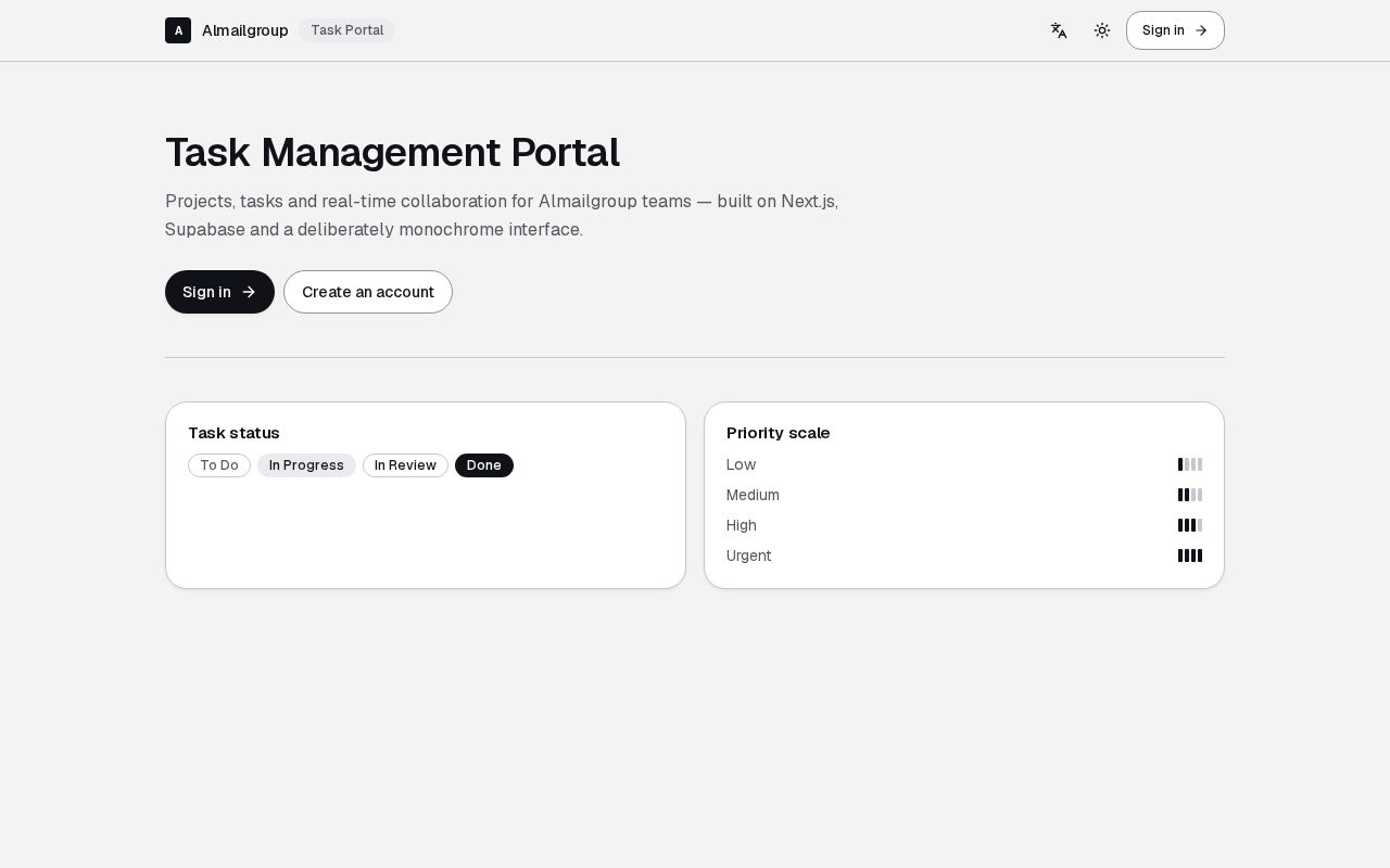Preview of Task management for the projects in almailgroup