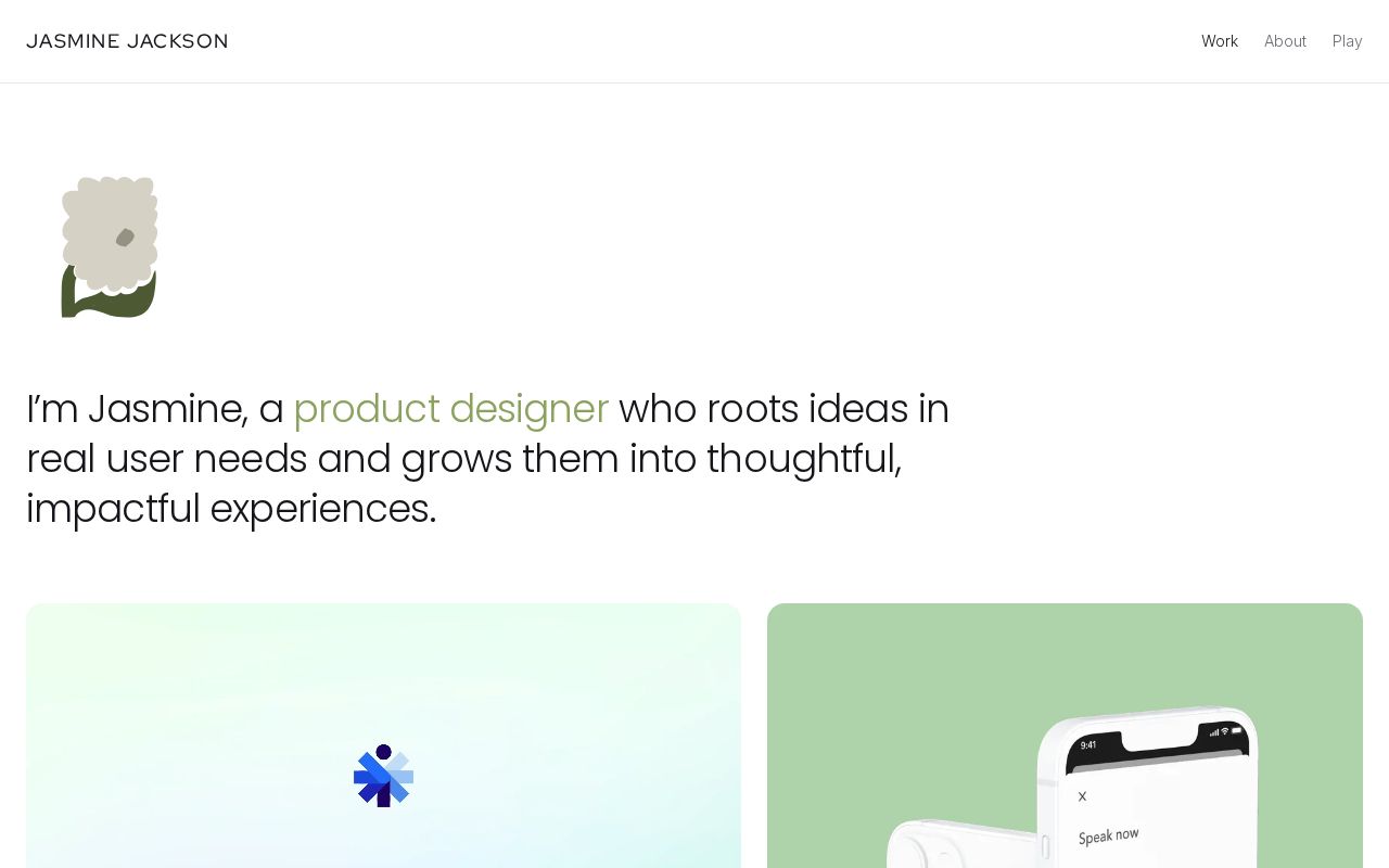 Preview of Jasmine Jackson's product design portfolio — Next.js