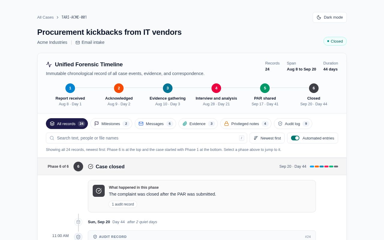 Preview of Forensic Timeline Report Demo