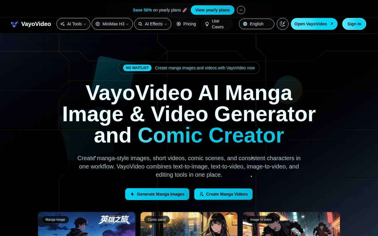 Preview of VayoVideo AI Manga Image & Video Generator