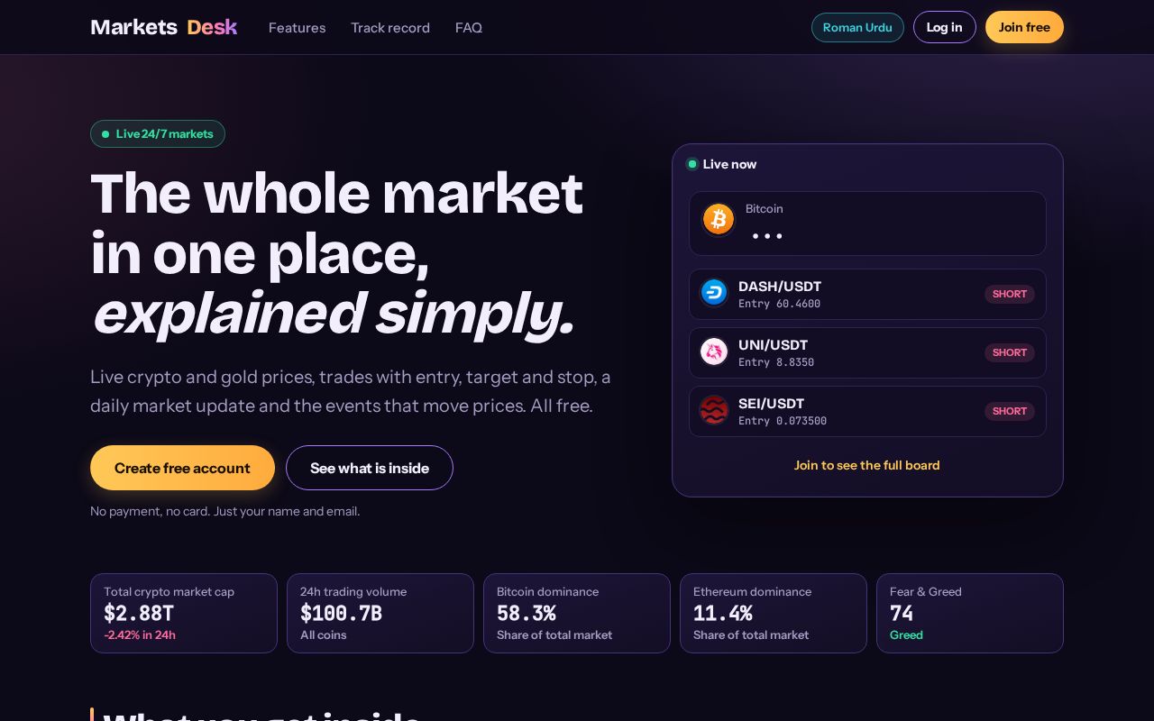Preview of Markets Site