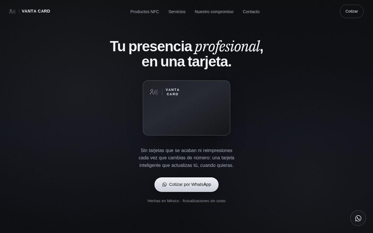 Preview of Vantacard Vercel