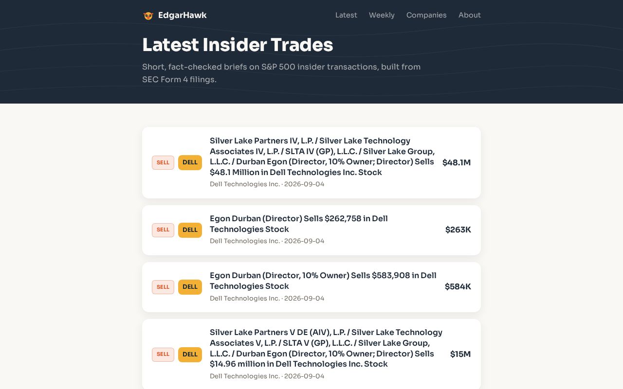 Preview of Sec Edgar Insider Tracker