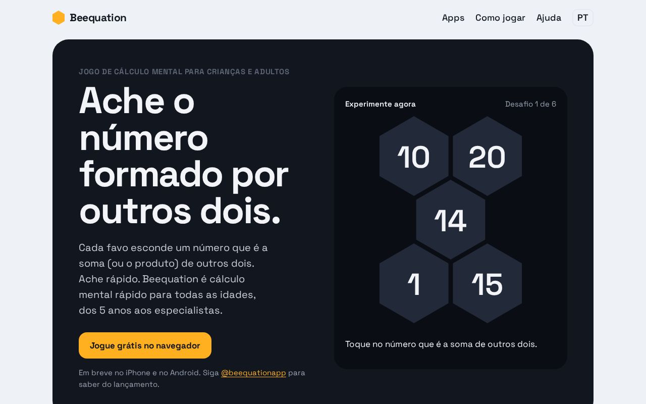Preview of Beequation: jogo de cálculo mental para crianças e adultos