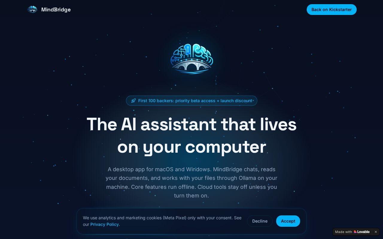 Preview of MindBridge — Your Private AI Assistant That Lives on Your Computer