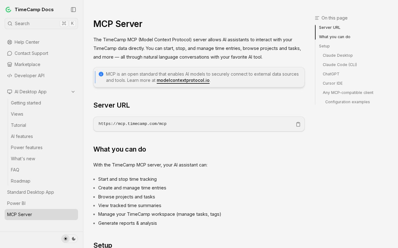 Preview of Timecamp Cursor Plugin