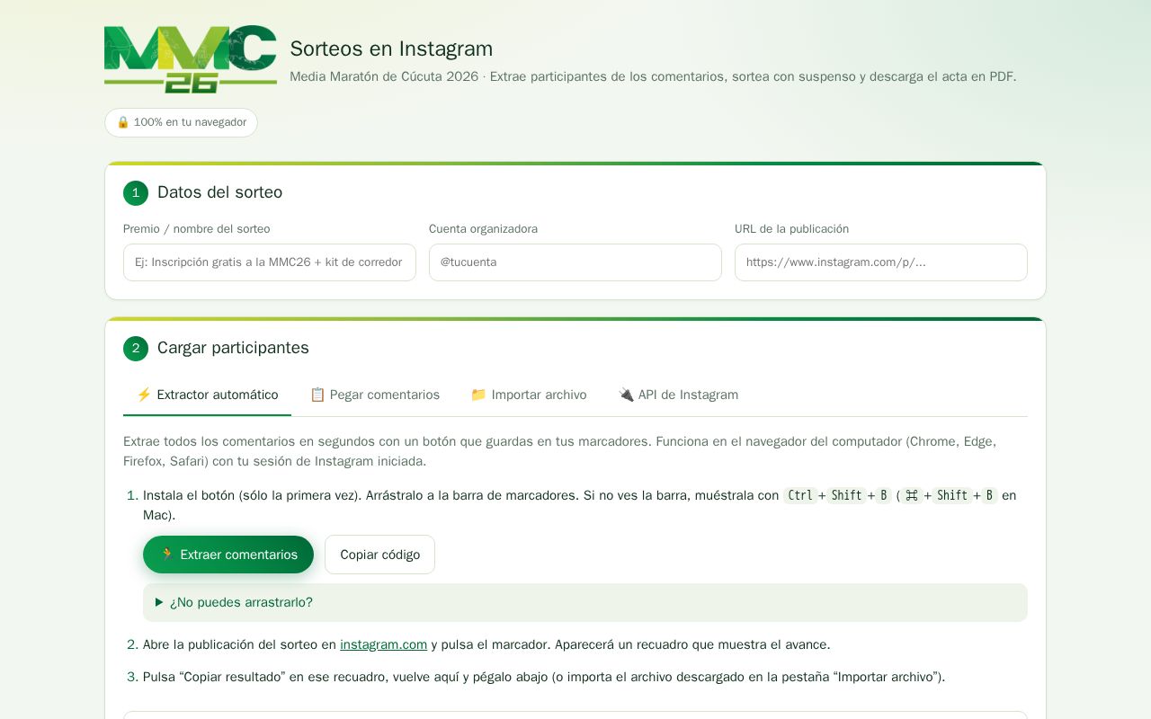 Preview of Instagram Sorteos