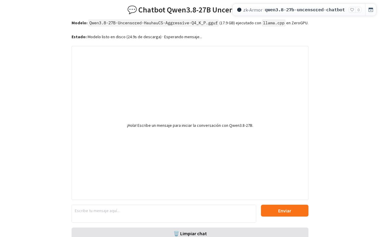 Preview of Qwen3.8 27B Uncensored Chatbot