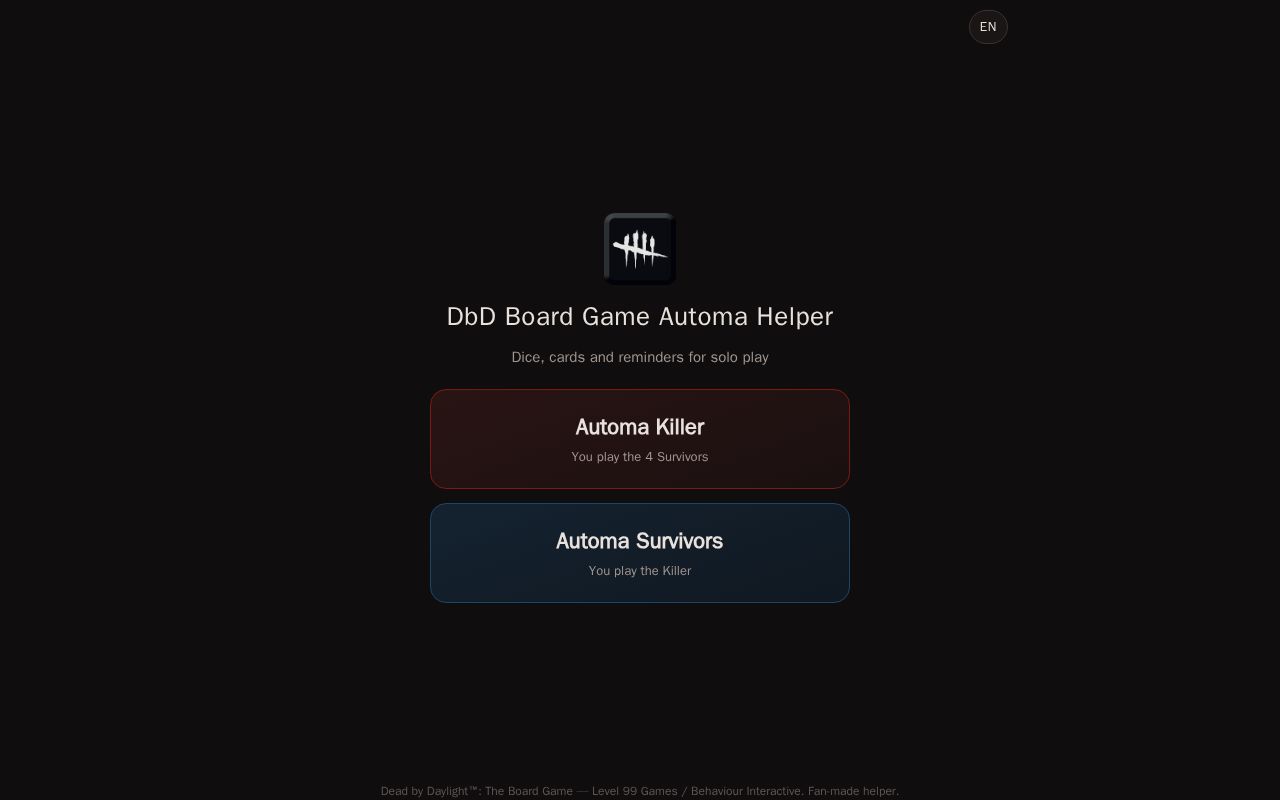 Preview of Dead by Daylight: The Board Game - automa (solo play) helper