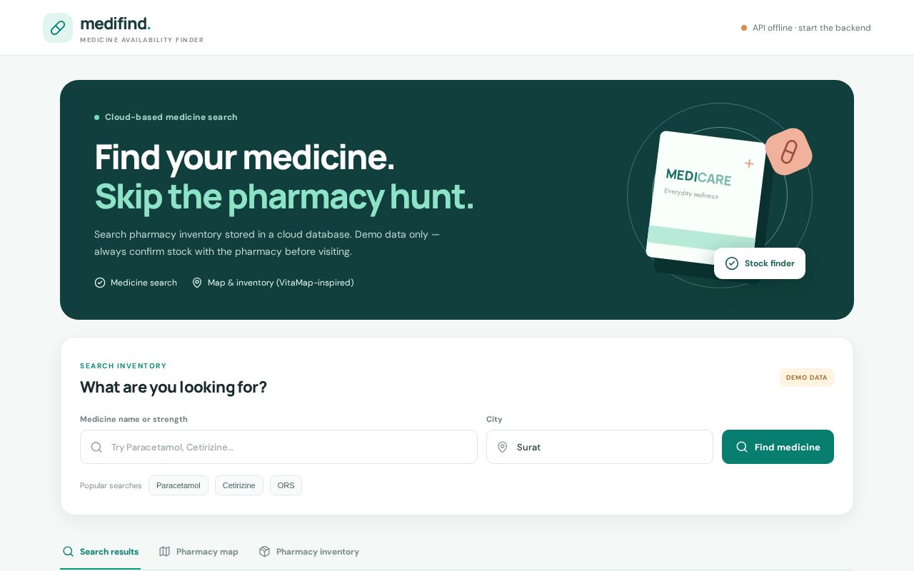 Preview of Medicine Availability Finder