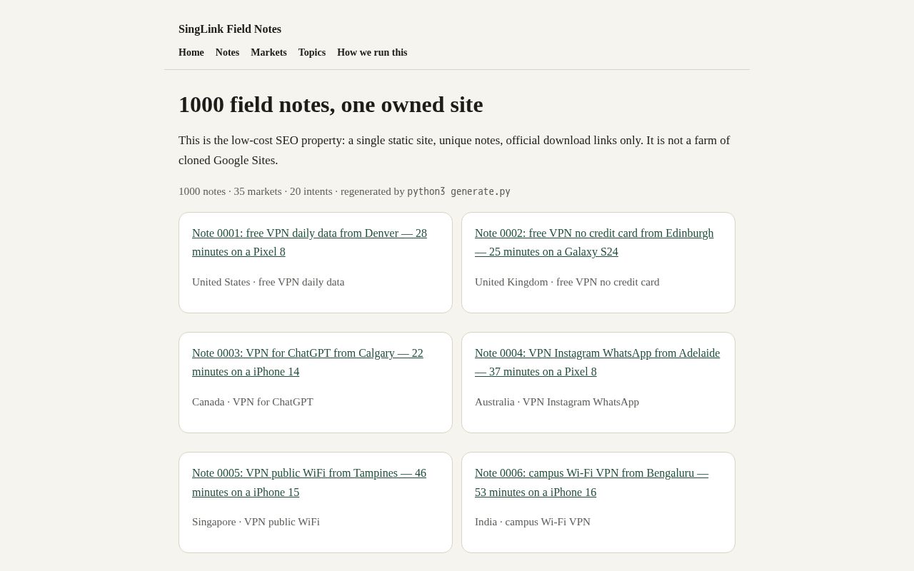 Preview of SingLink Field Notes