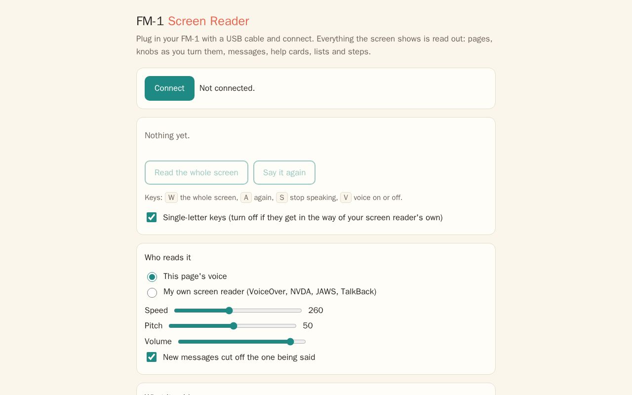 Preview of FM-1 Screen Reader