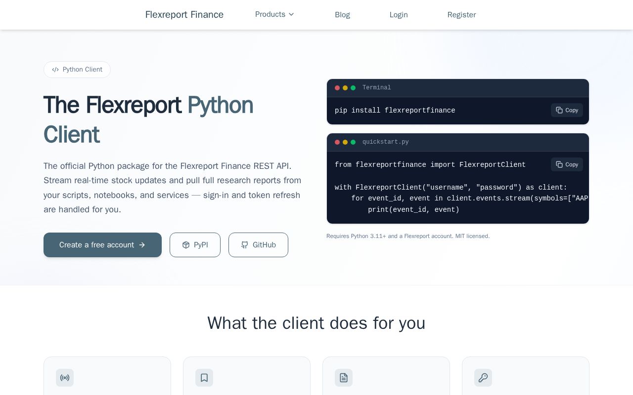 Preview of Flexreport Python Client