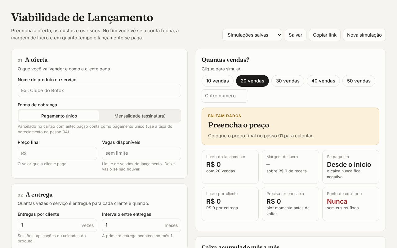 Preview of Calculo Viabilidade Lancamento